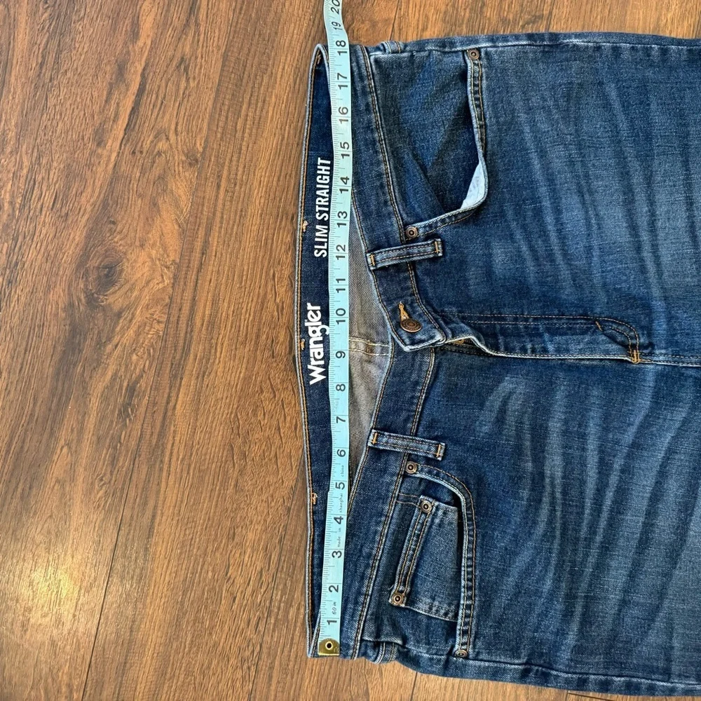 Wrangler Men's Blue Denim Jeans Straight Regular Fit Cotton Button Zip 38X34